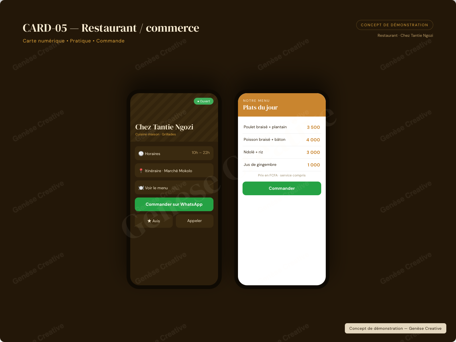 Concept CARD-05 — Restaurant ou commerce