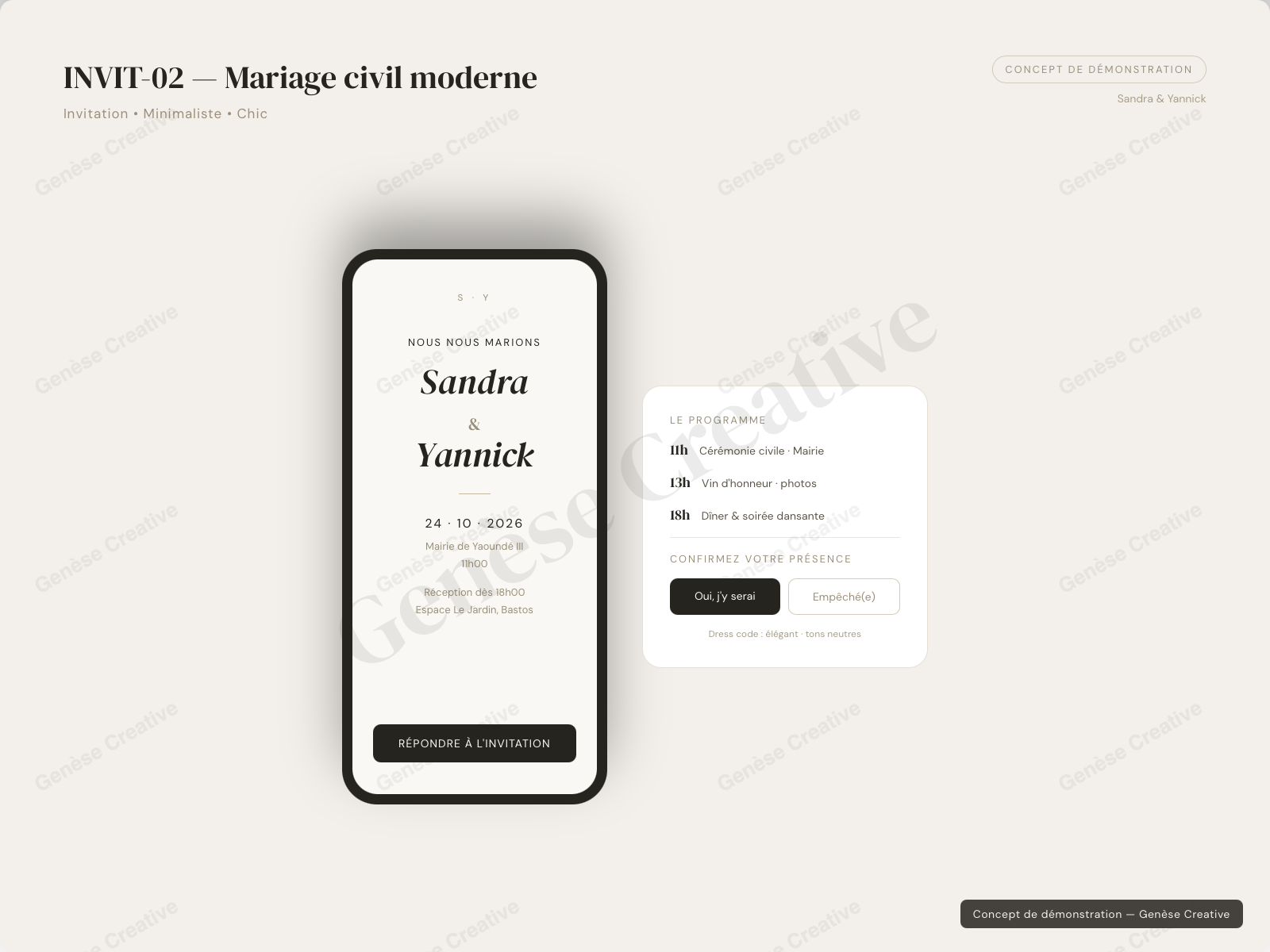 Concept INVIT-02 — Mariage civil ou moderne