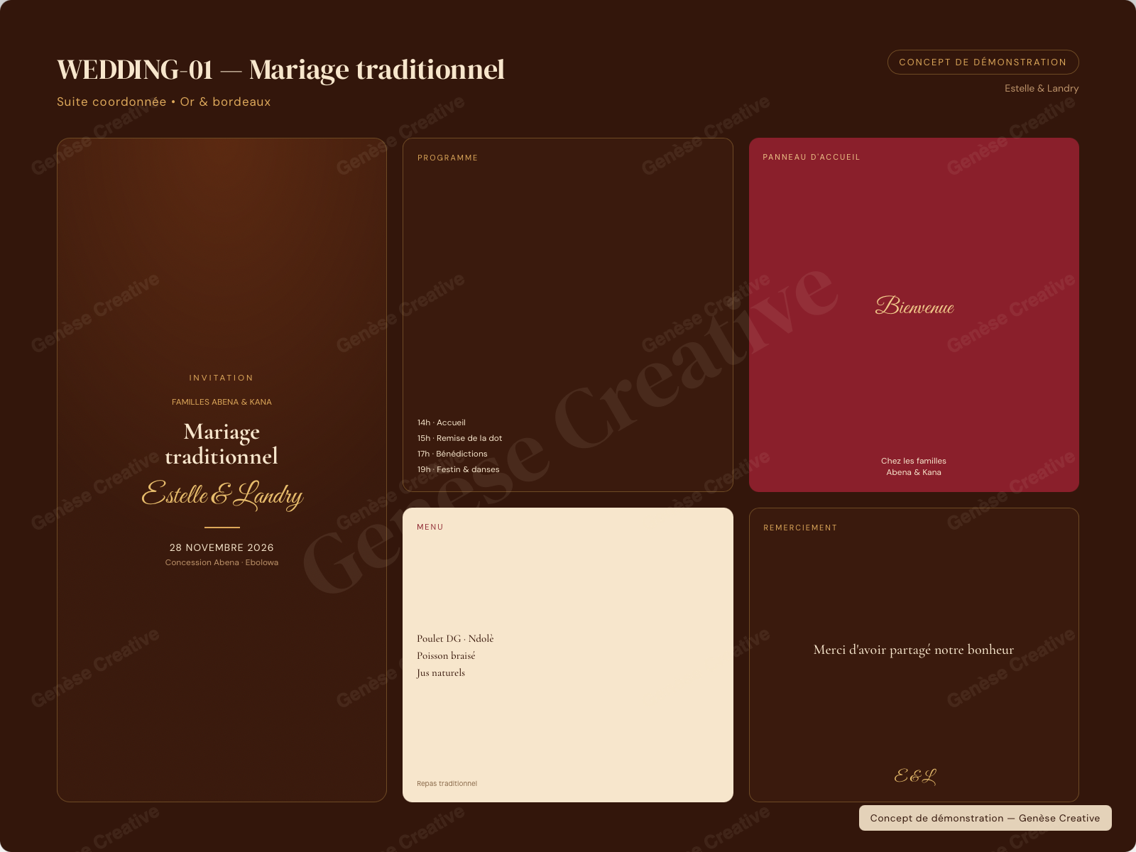 Concept WED-01 — Mariage traditionnel