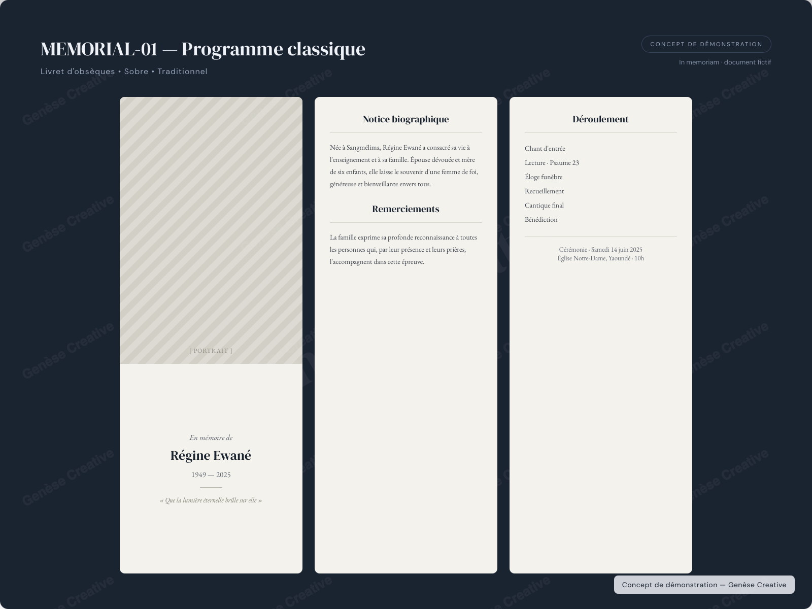 Concept FUN-01 — Programme de cérémonie classique